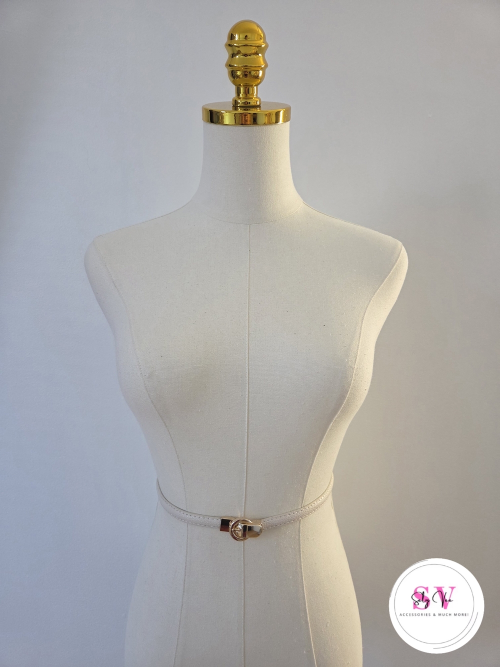 Bone White Adjustable Waist Belt